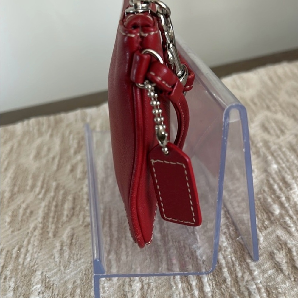 Coach Cherry Red Leather Wristlet - Picture 6 of 8